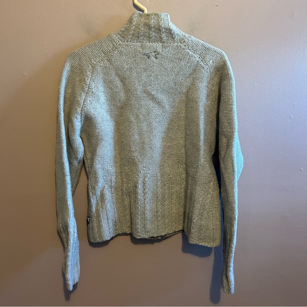 VTG Horny Toad 100% Lambswool Jacket Sweater Zip Up Cardigan Beige Tan Medium - Picture 2 of 6